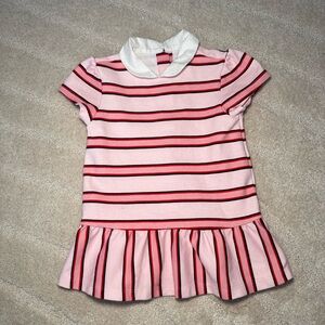 Janie and Jack Shirt Striped Top Ruffled Collared Preppy Valentines Day Girls 4